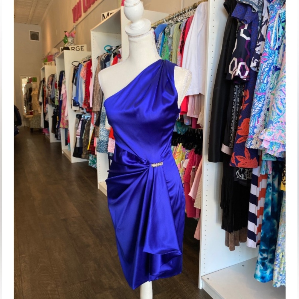 NWT Roberto Cavalli blue silk dress size 40 (2)